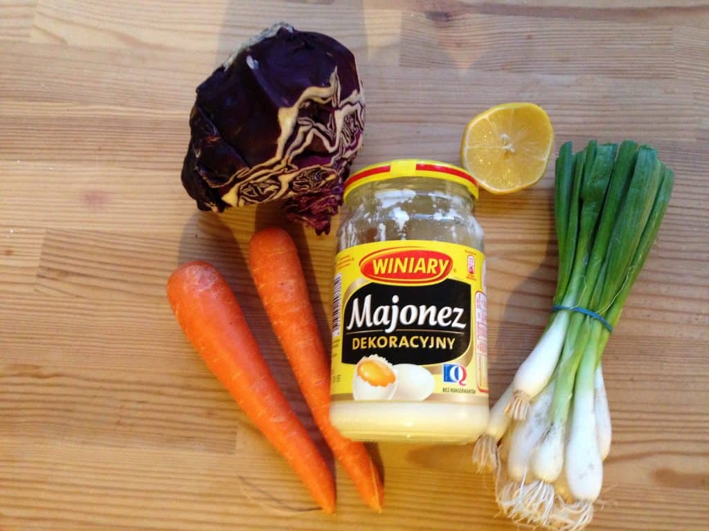 The ingredients for Polish Coleslaw
