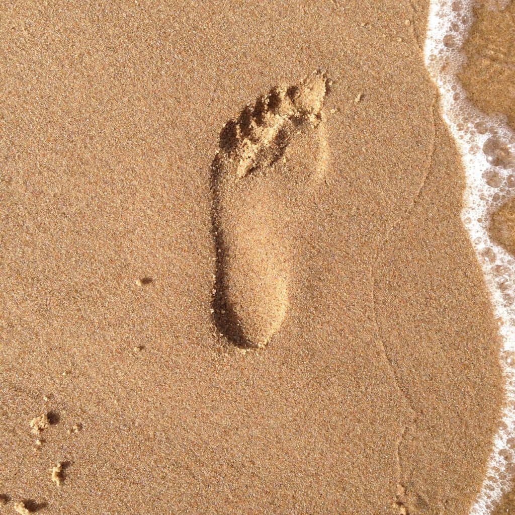 Foot in sand - shoes