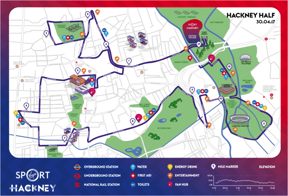 Hackney Half route